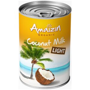 COCONUT MILK - NAPÓJ KOKOSOWY LIGHT BEZ GUMY GUAR (9 % TŁUSZCZU) BIO 400 ml (PUSZKA) - AMAIZIN
