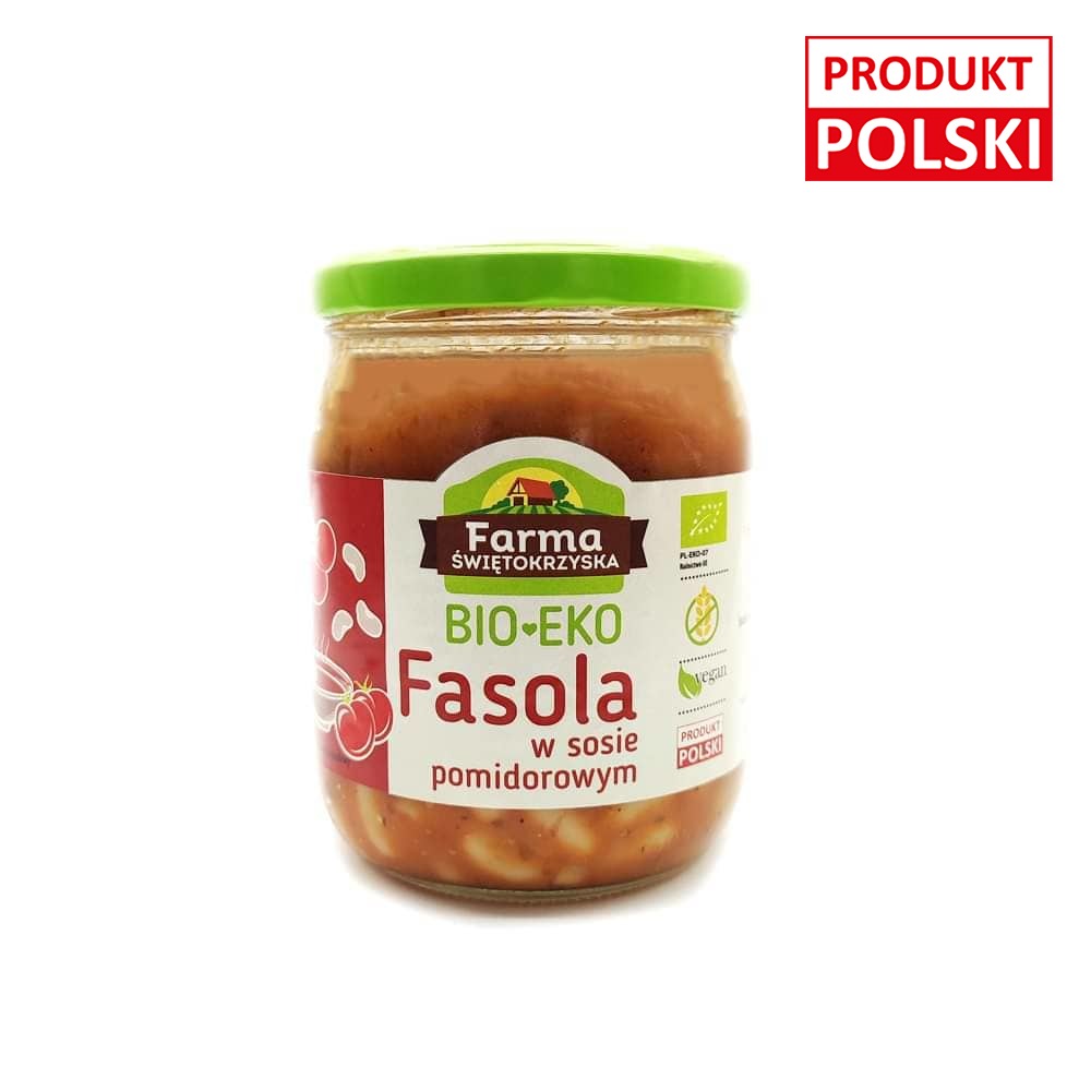 FASOLKA W SOSIE POMIDOROWYM BEZGLUTENOWA BIO 420 g - FARMA ŚWIĘTOKRZYSKA FASOLKA W SOSIE POMIDOROWYM BEZGLUTENOWA BIO 420 g - FARMA ŚWIĘTOKRZYSKA