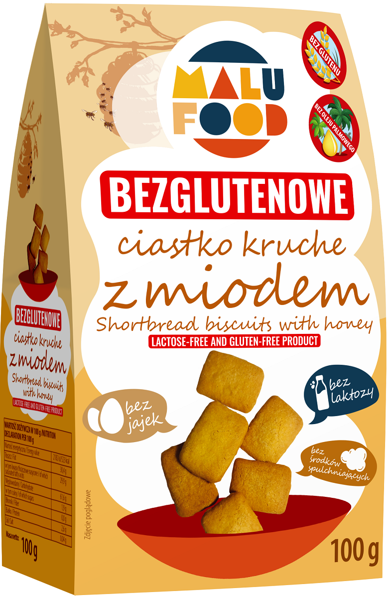 CIASTKA KRUCHE Z MIODEM BEZGLUTENOWE 100 g - MALU FOOD CIASTKA KRUCHE Z MIODEM BEZGLUTENOWE 100 g - MALU FOOD