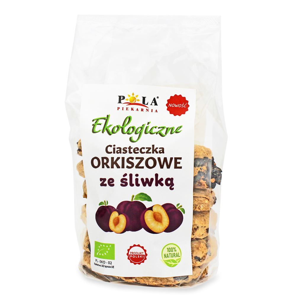 CIASTKA ORKISZOWE ZE ŚLIWKĄ BEZ DODATKU CUKRU BIO 170 g - PIEKARNIA POLA CIASTKA ORKISZOWE ZE ŚLIWKĄ BEZ DODATKU CUKRU BIO 170 g - PIEKARNIA POLA