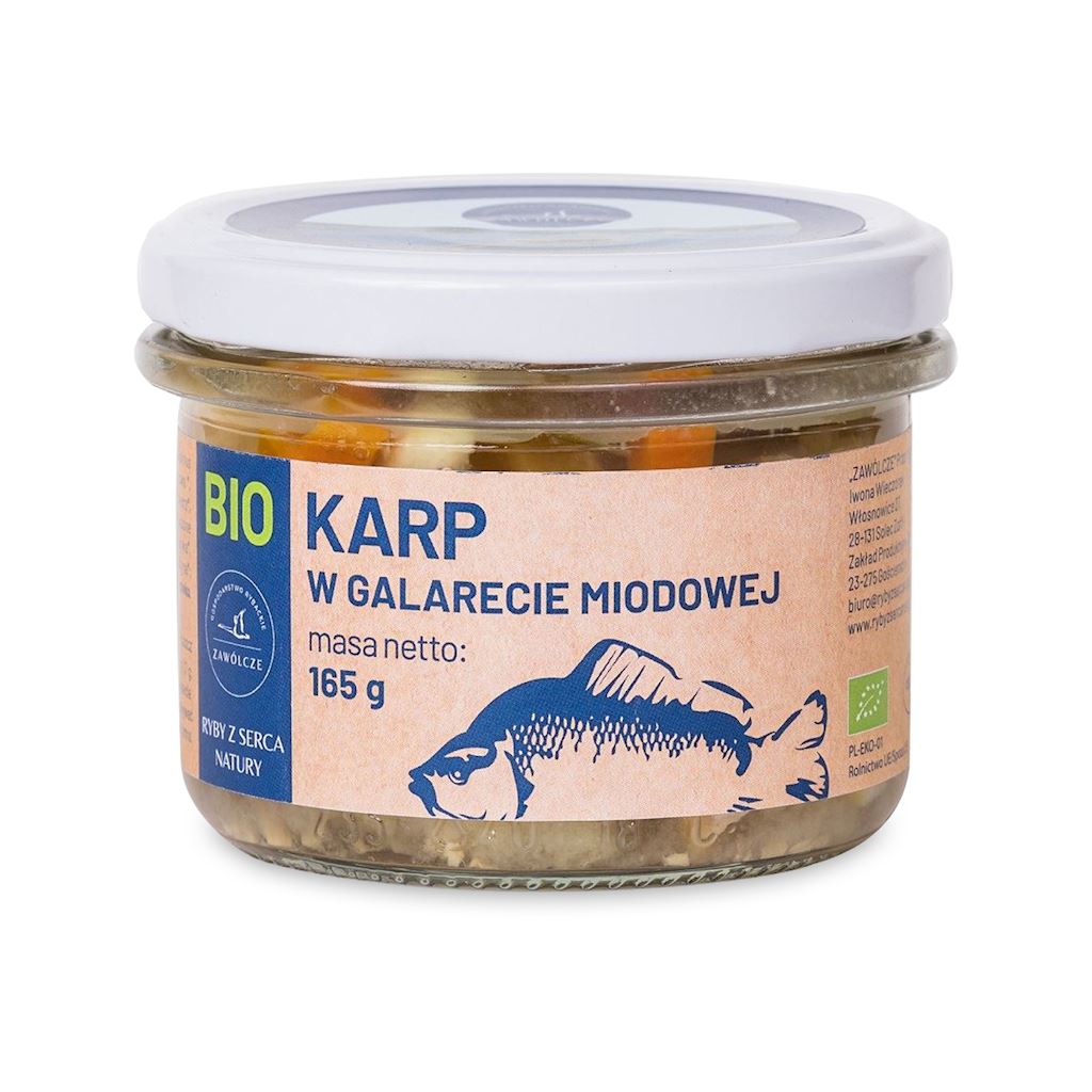 KARP W GALARECIE MIODOWEJ BIO 165 g (SŁOIK) - RYBY Z SERCA NATURY KARP W GALARECIE MIODOWEJ BIO 165 g (SŁOIK) - RYBY Z SERCA NATURY