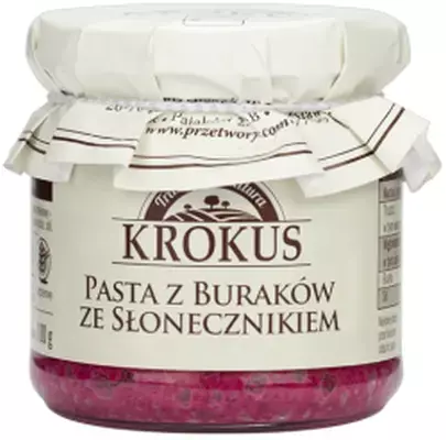 PASTA Z BURAKÓW ZE SŁONECZNIKIEM BEZGLUTENOWA 180 g - KROKUS PASTA Z BURAKÓW ZE SŁONECZNIKIEM BEZGLUTENOWA 180 g - KROKUS