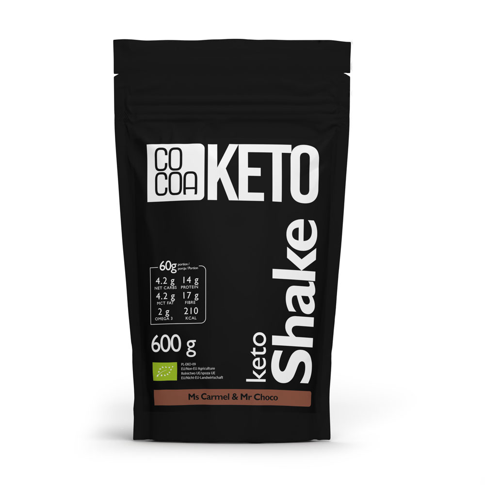 SHAKE Z OLEJEM MCT O SMAKU KARMELOWO - KAKAOWYM KETO BIO 600 g - COCOA SHAKE Z OLEJEM MCT O SMAKU KARMELOWO - KAKAOWYM KETO BIO 600 g - COCOA