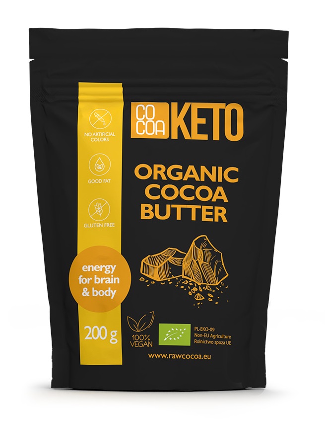 TŁUSZCZ KAKAOWY BEZGLUTENOWY KETO BIO 200 g - COCOA TŁUSZCZ KAKAOWY BEZGLUTENOWY KETO BIO 200 g - COCOA