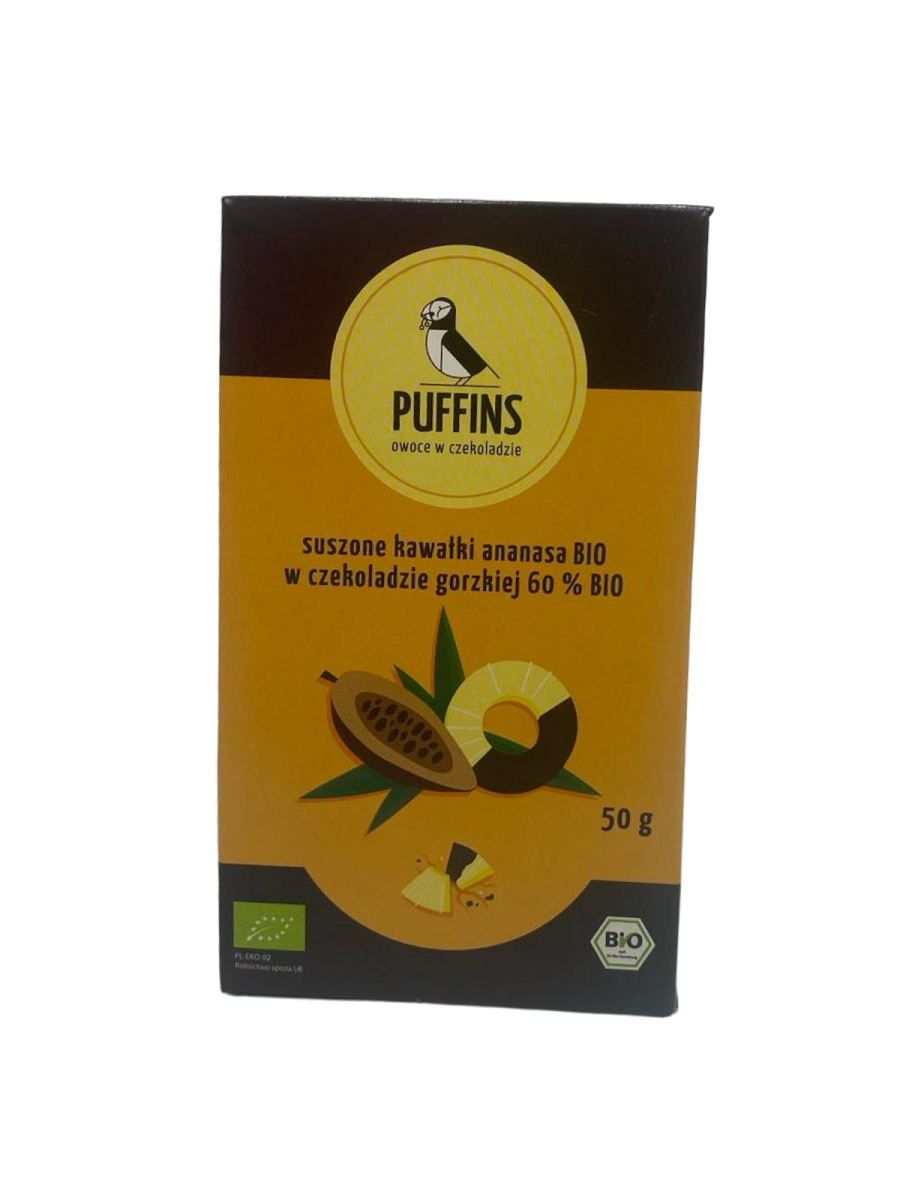 ANANAS W CZEKOLADZIE GORZKIEJ BIO 50 g - PUFFINS ANANAS W CZEKOLADZIE GORZKIEJ BIO 50 g - PUFFINS