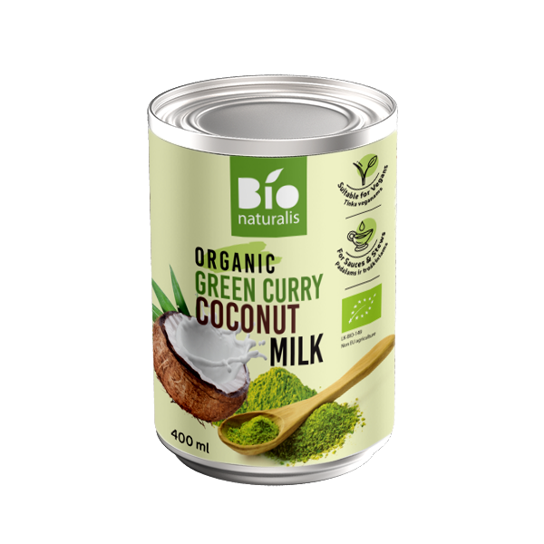 COCONUT MILK - NAPÓJ KOKOSOWY GREEN CURRY BIO 400 ml - BIO NATURALIS COCONUT MILK - NAPÓJ KOKOSOWY GREEN CURRY BIO 400 ml - BIO NATURALIS