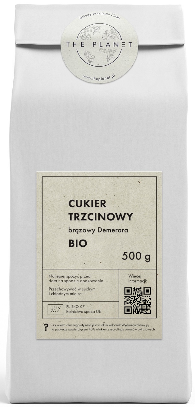 CUKIER TRZCINOWY BRĄZOWY DEMERARA BIO 500 g - THE PLANET CUKIER TRZCINOWY BRĄZOWY DEMERARA BIO 500 g - THE PLANET