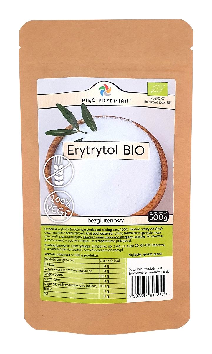 ERYTRYTOL BEZGLUTENOWY BIO 500 g - PIĘĆ PRZEMIAN ERYTRYTOL BEZGLUTENOWY BIO 500 g - PIĘĆ PRZEMIAN