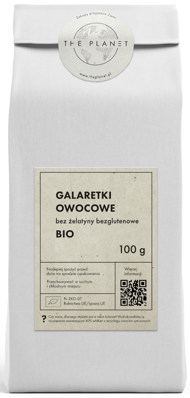 GALARETKI OWOCOWE BEZ ŻELATYNY BEZGLUTENOWE BIO 100 g - THE PLANET GALARETKI OWOCOWE BEZ ŻELATYNY BEZGLUTENOWE BIO 100 g - THE PLANET