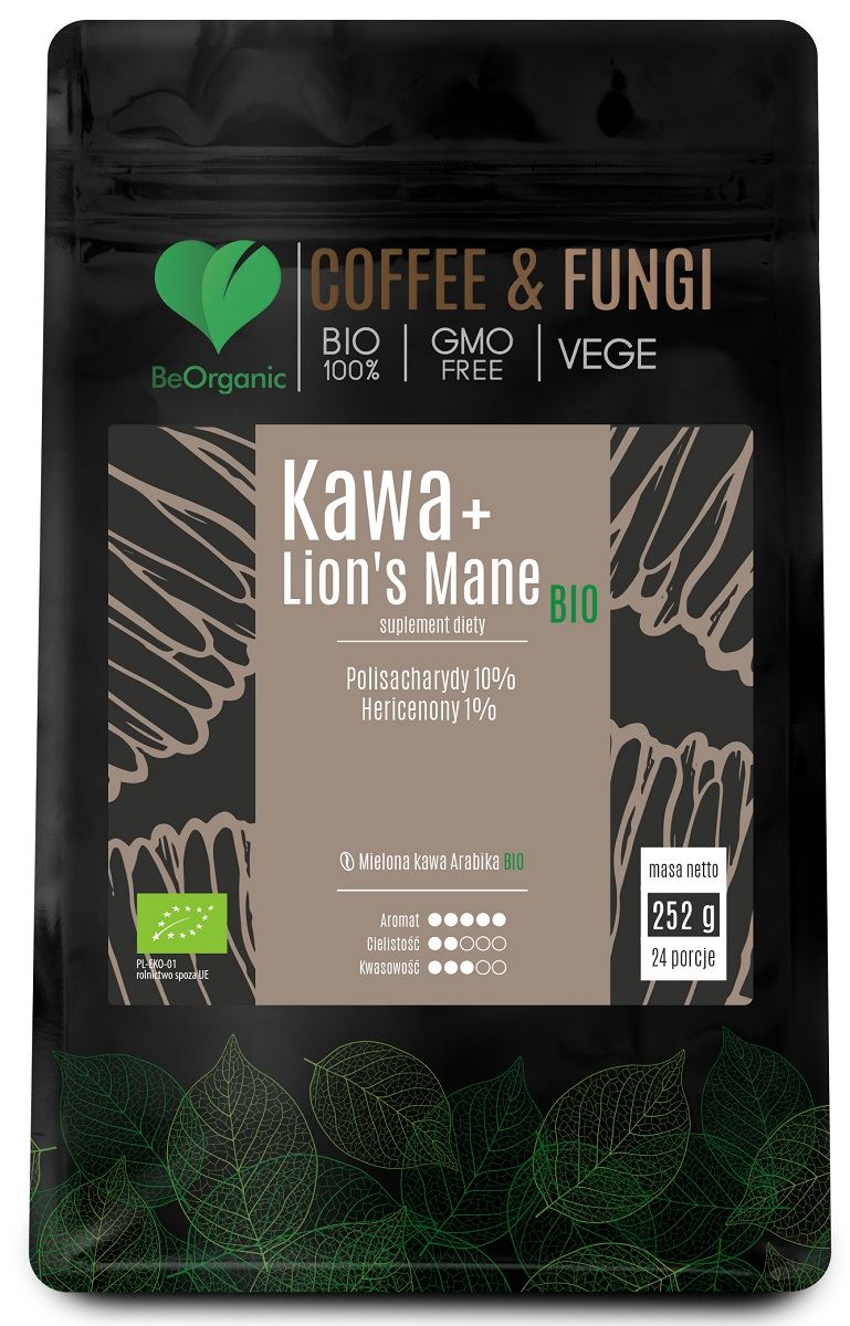 KAWA MIELONA ARABICA + LION' S MANE BIO 252 g - BE ORGANIC KAWA MIELONA ARABICA + LION' S MANE BIO 252 g - BE ORGANIC