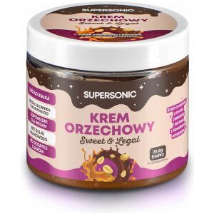KREM ORZECHOWY O SMAKU CZEKOLADY I KARMELU Z KAWAŁKAMI ORZESZKÓW 160 g - SUPERSONIC