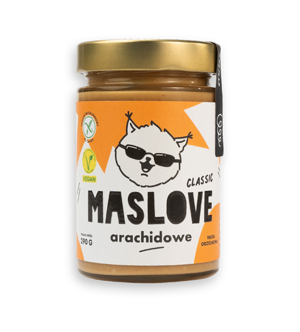 KREM Z ORZESZKÓW ZIEMNYCH KLASYCZNY BEZGLUTENOWY 290 g - MASLOVE KREM Z ORZESZKÓW ZIEMNYCH KLASYCZNY BEZGLUTENOWY 290 g - MASLOVE