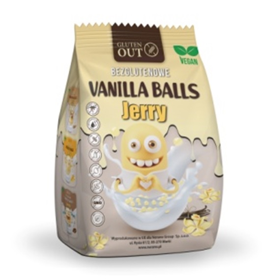 KULKI KUKURYDZIANE O SMAKU WANILIOWYM BEZGLUTENOWE 375 g - JERRY GLUTEN OUT KULKI KUKURYDZIANE O SMAKU WANILIOWYM BEZGLUTENOWE 375 g - JERRY GLUTEN OUT