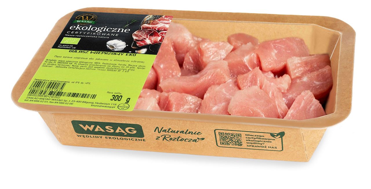 MIĘSO GULASZOWE WIEPRZOWE BIO 300 g - WASĄG (Z PÓŁKI) MIĘSO GULASZOWE WIEPRZOWE BIO 300 g - WASĄG (Z PÓŁKI)