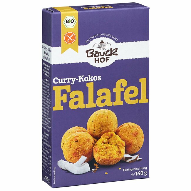 MIESZANKA NA FALAFEL KOKOS - CURRY BEZGLUTENOWA BIO 160 g - BAUCK HOF MIESZANKA NA FALAFEL KOKOS - CURRY BEZGLUTENOWA BIO 160 g - BAUCK HOF