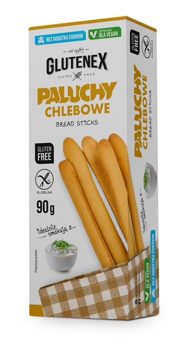 PALUCHY CHLEBOWE BEZ DODATKU CUKRÓW BEZGLUTENOWE 90 g - GLUTENEX PALUCHY CHLEBOWE BEZ DODATKU CUKRÓW BEZGLUTENOWE 90 g - GLUTENEX