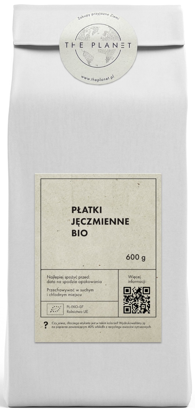 PŁATKI JĘCZMIENNE BIO 600 g - THE PLANET PŁATKI JĘCZMIENNE BIO 600 g - THE PLANET