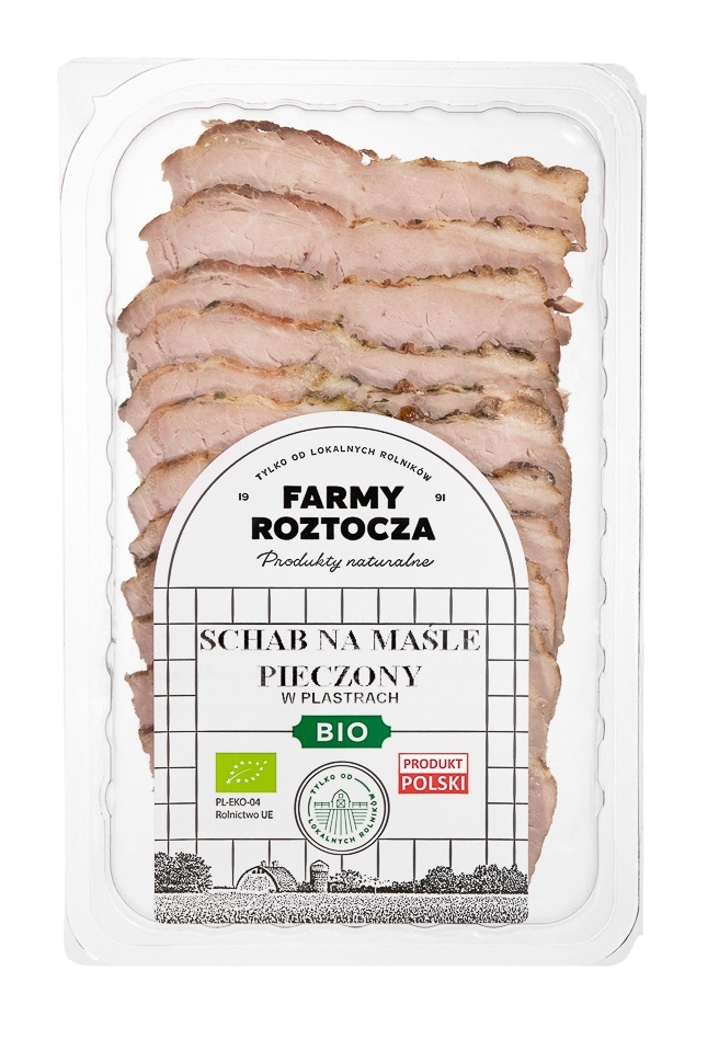 SCHAB NA MAŚLE PIECZONY W PLASTRACH BIO 100 g - FARMY ROZTOCZA (Z PÓŁKI) SCHAB NA MAŚLE PIECZONY W PLASTRACH BIO 100 g - FARMY ROZTOCZA (Z PÓŁKI)