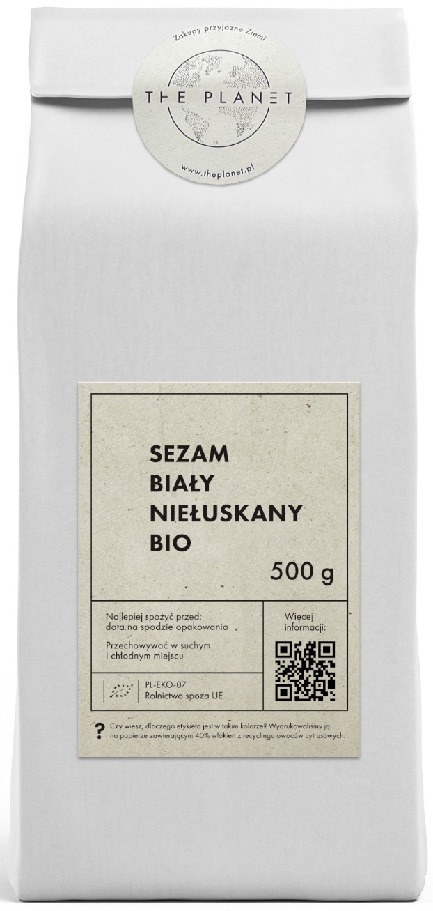 SEZAM BIAŁY NIEŁUSKANY BIO 500 g - THE PLANET SEZAM BIAŁY NIEŁUSKANY BIO 500 g - THE PLANET