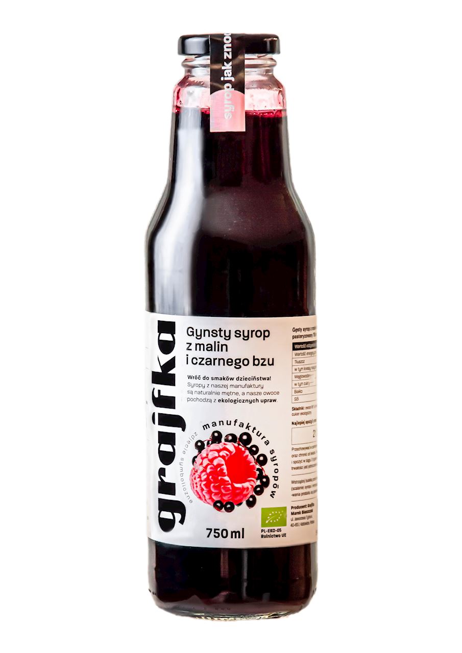 SYROP Z MALIN I CZARNEGO BZU BIO 750 ml - GRAJFKA SYROP Z MALIN I CZARNEGO BZU BIO 750 ml - GRAJFKA